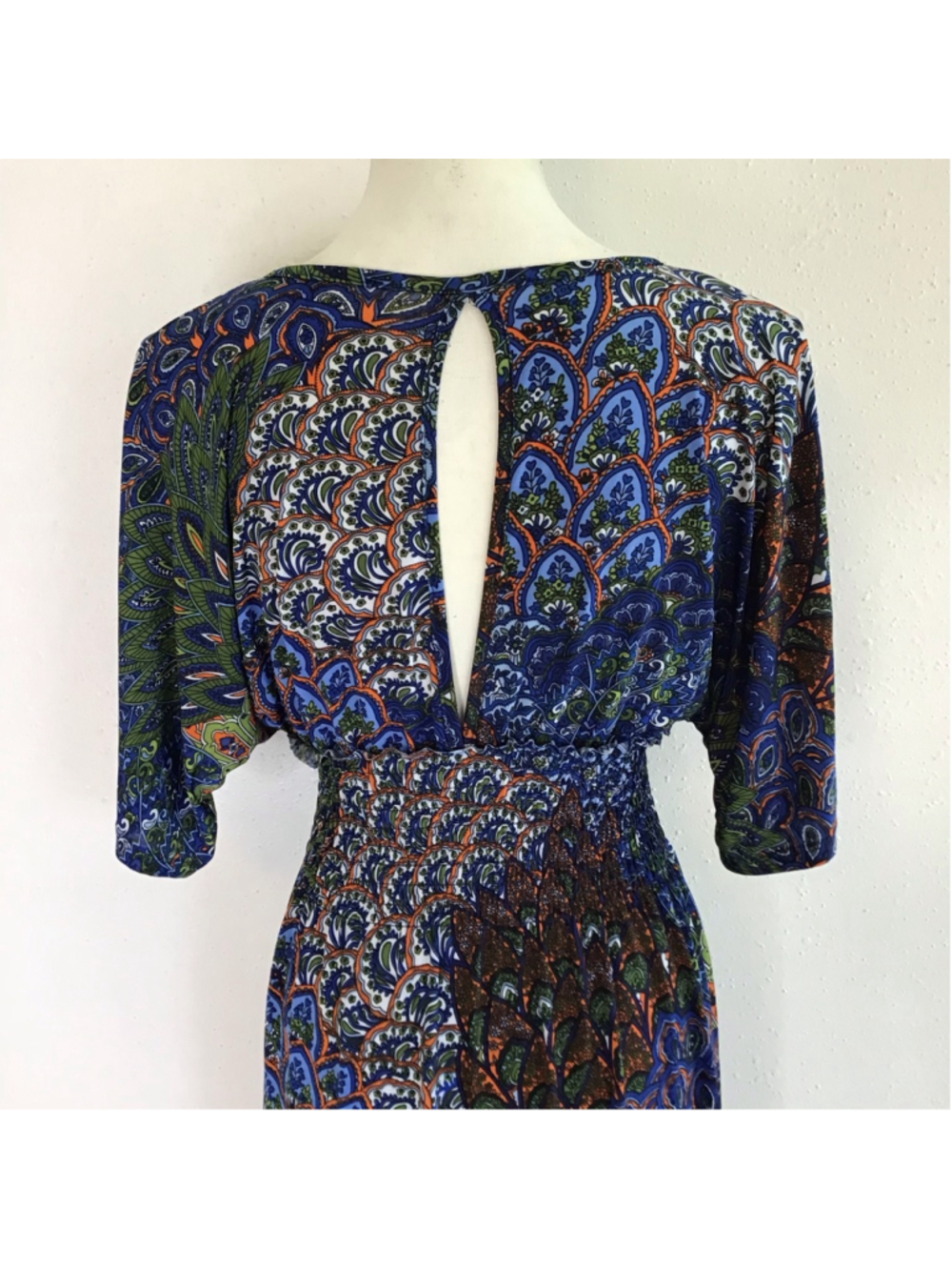 5th & love Women Elegant Blue Green Peacock Paisley Maxi Dress no size tag - Picture 8 of 12